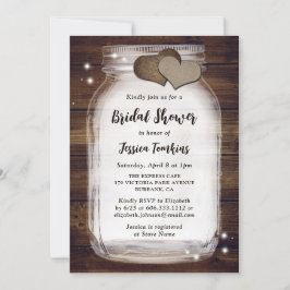 Invitación Mason Jar Rustic Country Wood Burlap Bridal Shower