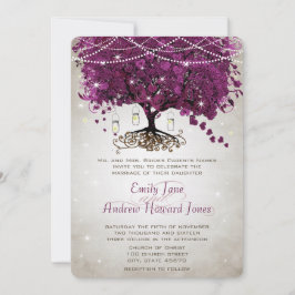 Invitación Mason Jar Sangria Heart Leaf Firefly Tree Boda