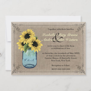 Invitación Mason Jar Sunflower