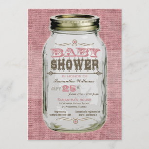 Invitación Mason Jar Vintage Look Chica Baby Shower