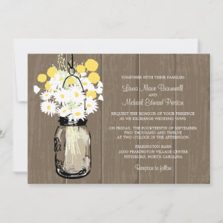 Invitación Mason Jar Wild Daisies & Billy Balls
