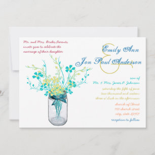 Invitación Mason Jar Wild Flower Wedding Invitations