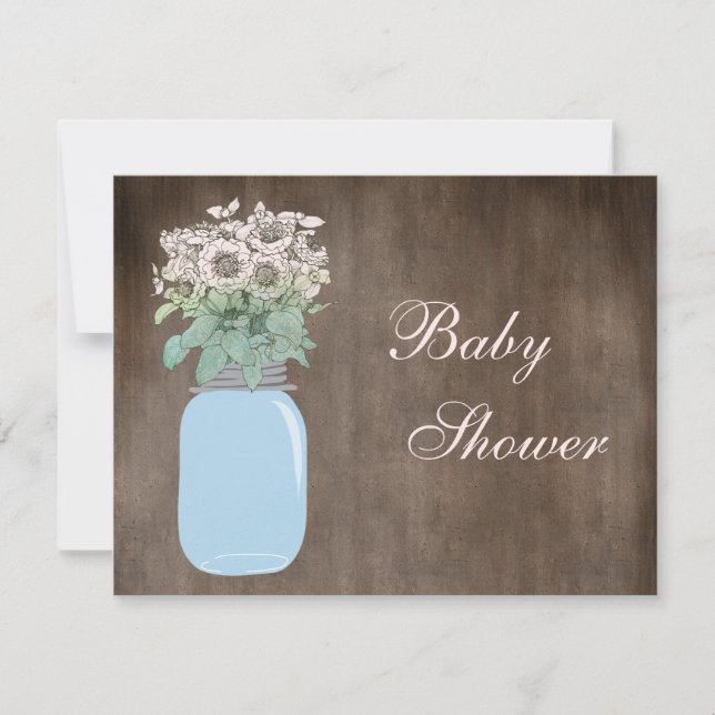Invitación Mason Jar & Wild Flowers Rústico Baby Shower (Anverso)