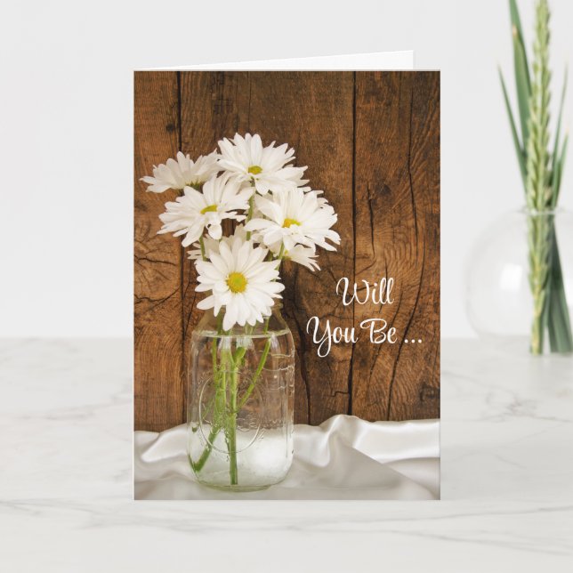 Invitación Mason Jar y Daisies serán mi dama de honor (Anverso)