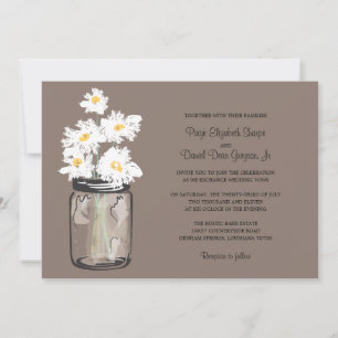 Invitación Mason Jar y el Boda de White Daisies