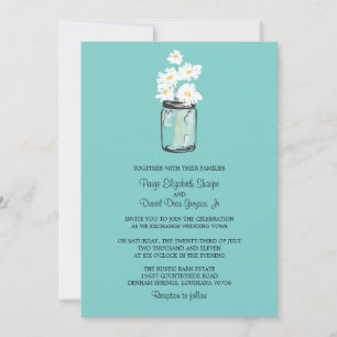 Invitación Mason Jar y el Boda de White Daisies