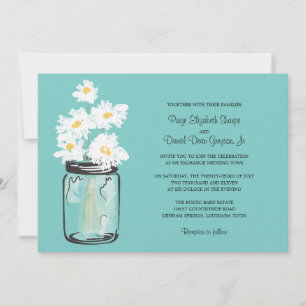 Invitación Mason Jar y el Boda de White Daisies