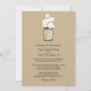 Invitación Mason Jar y el Boda de White Daisies
