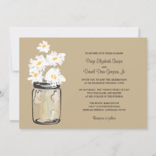 Invitación Mason Jar y el Boda de White Daisies