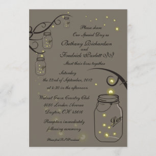 Invitación Mason Jar y Fireflies Latte - ¡GENIAL!