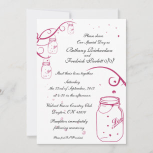 Invitación Mason Jar y Firefly Wedting - Fushia