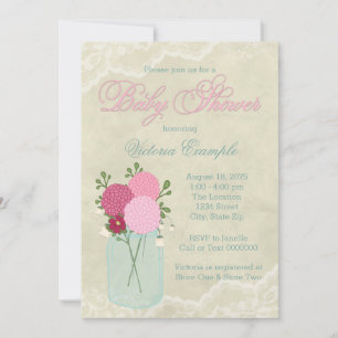 Invitación Mason Jar y Lace Baby Shower
