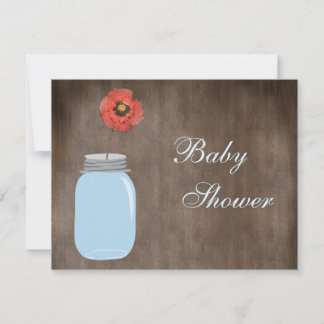 Invitación Mason Jar y Poppy Rustic Baby Shower