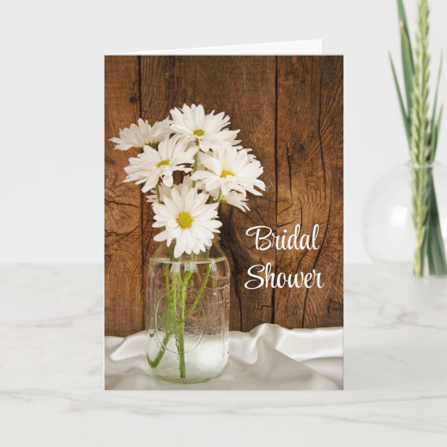 Invitación Mason Jar y White Daisies Barn Bridal Shower (Anverso)