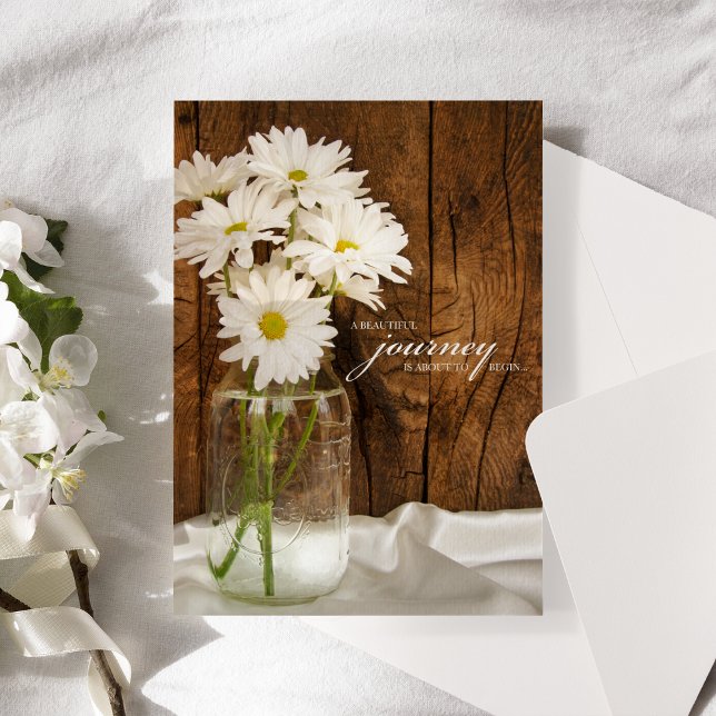 Invitación Mason Jar y White Daisies Country Barn Boda (Subido por el creador)