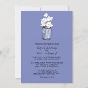 Invitación Mason Jar y White Daisises Boda