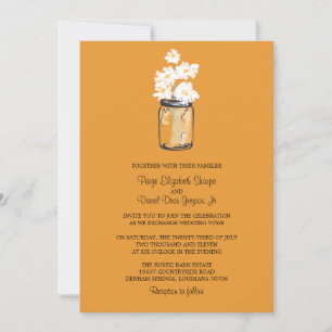 Invitación Mason Jar y White Daisises Boda