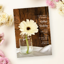 Invitación Mason Jar y White Daisy Country Birday Party
