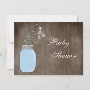 Invitación Mason Jar y WildFlores Rusos Baby Shower