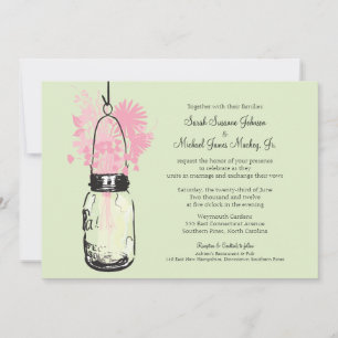 Invitación Mason Jar y Wildflowers Boda
