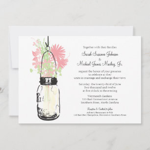 Invitación Mason Jar y Wildflowers Boda