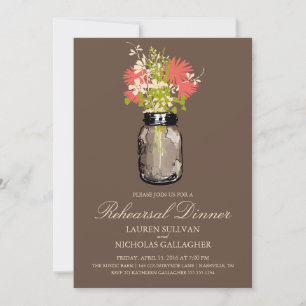 Invitación Mason Jar y Wildflowers Ensayo de cena