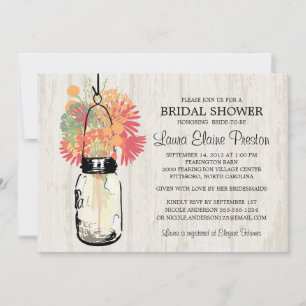 Invitación Mason Jar y Wildflowers rusos