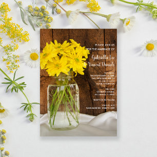 Invitación Mason Jar y Yellow Daisies Country Barn Boda