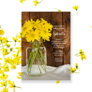 Invitación Mason Jar y Yellow Daisies Country Bridal Shower