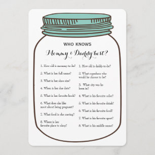 Invitación Mason Jars 2x Baby Shower Game- Consejos  Quién sa