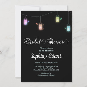 Invitación Mason Jars Black Shower de color colgante moderno