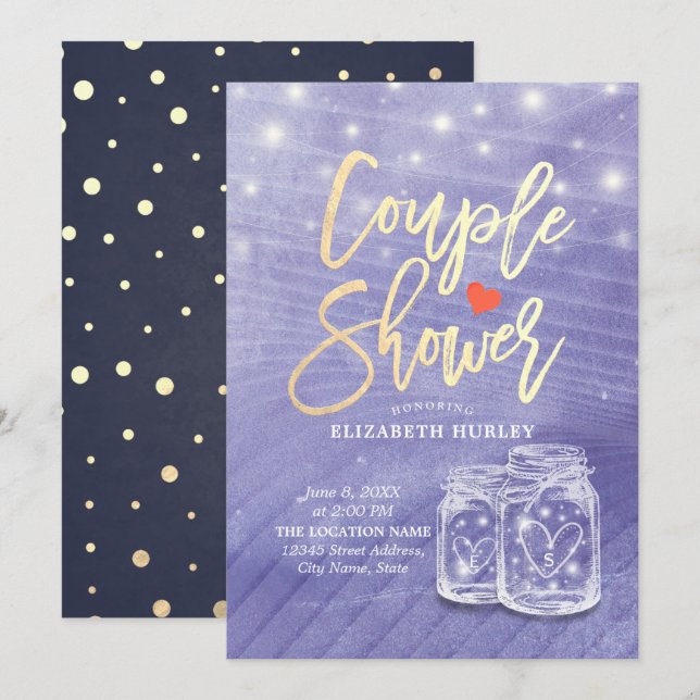 Invitación Mason Jars Couple Shower Wedding Shower (Anverso / Reverso)