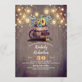 Invitación Mason Jars Rústica del girasol Cae Ducha de Novias