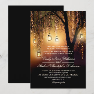 Invitación Mason Jars String ilumina a elegante Boda ruso