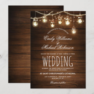Invitación Mason Jars String ilumina a elegante Boda ruso