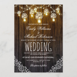 Invitación Mason Jars String ilumina a elegante Boda ruso