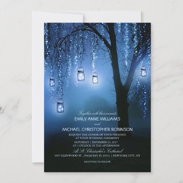 Invitación Mason Jars String ilumina a elegante Boda ruso (Anverso)