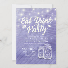 Invitación Mason Jars String Lights EAT Drink Fiesta