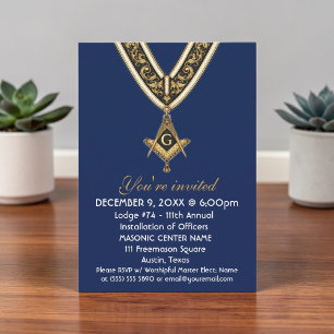 Invitación Masonería Masonería Cuadrado y Compás Azul
