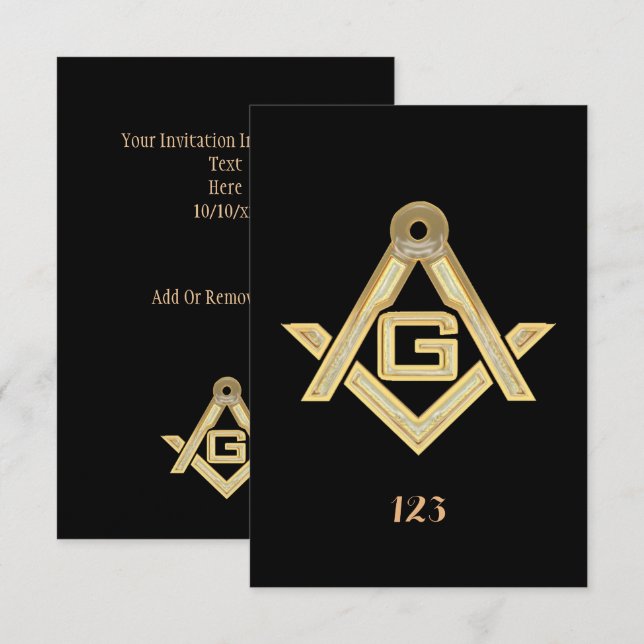 Invitación Masonic Golden Rush (Anverso / Reverso)