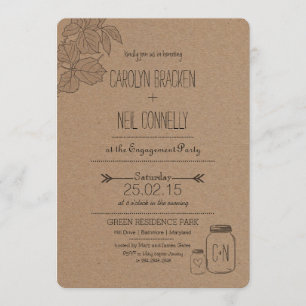 Invitación Masonjar ruso   hojas   Partido de compromiso del 