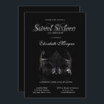 Invitación Masque plateado simple dulce negro 16<br><div class="desc">Máscara de plata sobre fondo negro.</div>
