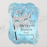 Invitación Masquerade Blue Silver Sweet 16 cumpleaños<br><div class="desc">Invitación a 16 cumpleaños con Blue & Silver Sweet. Elegante máscara de diamante plateado y diseño de damasco brillante. Por favor,  tenga en cuenta todas las imágenes planas,  ¡no tienen joyas reales!</div>