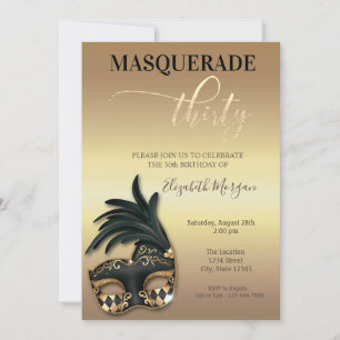 Invitación Masquerade Gold 30 cumpleaños 