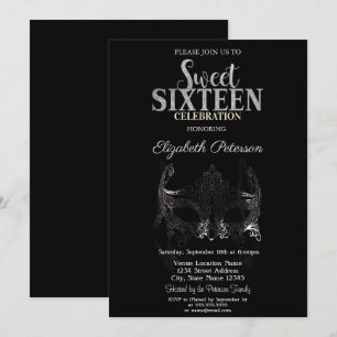 Invitación Masquerade, Máscara de Plata Sweet 16