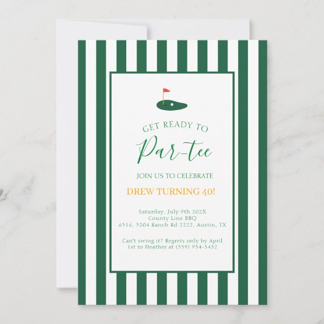 Invitación Master 40th Birthday Adult Green Birthday (Anverso)