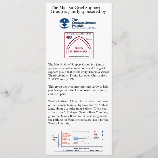 Invitación Mat-Su Grief Support Group Advertisement  (Anverso)