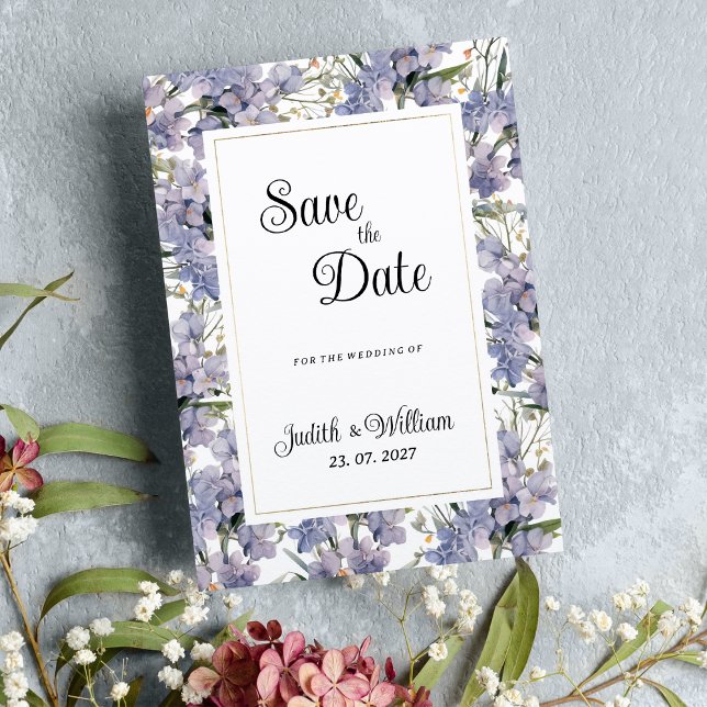 Invitación Mata de lavanda orquídeas silvestres florales Save (Lavender mint wild orchids floral Save the Date)