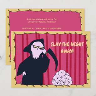 Invitación Mata La Noche Cute Segador Halloween