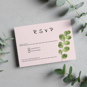 Invitación Mata rosa pastel oro eucalipto hoja RSVP
